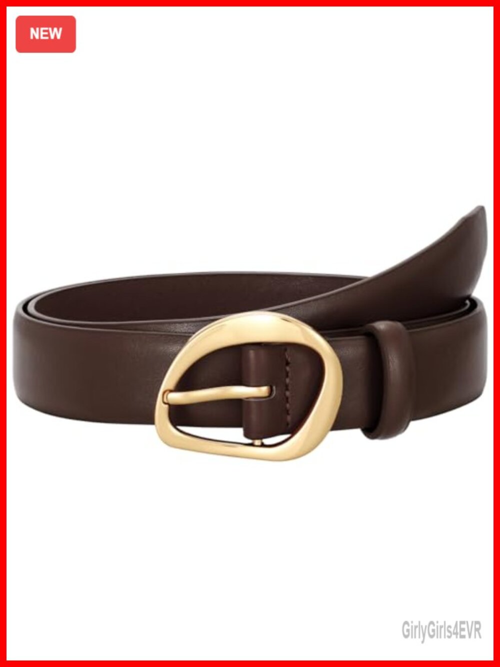Women Leather Belt with Gold Buckle Adjustable Fashion Waist Belt for Jeans
